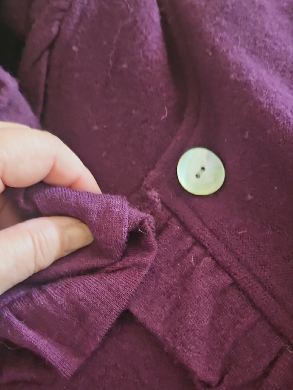 Colour Works Plum Ruffle-Trim Button Cardigan - Picture 6 of 15
